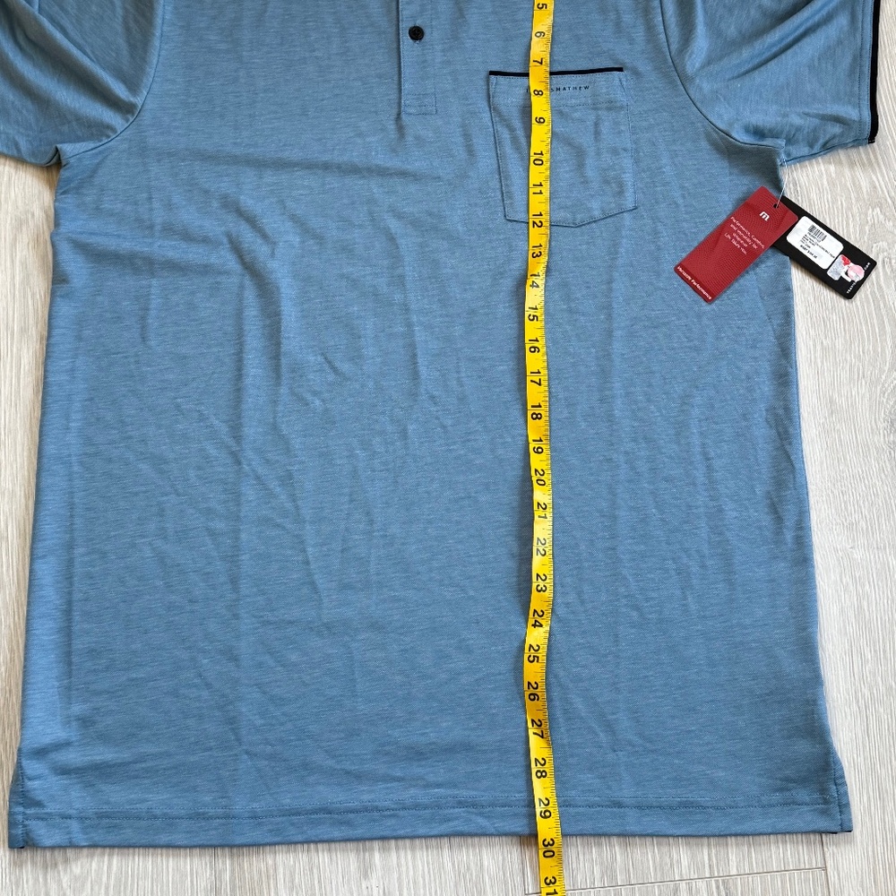 TravisMathew Men's Large ~ Featherweight Pocket Polo golf Shirt ~ Blue ~ NEW! - Picture 8 of 9
